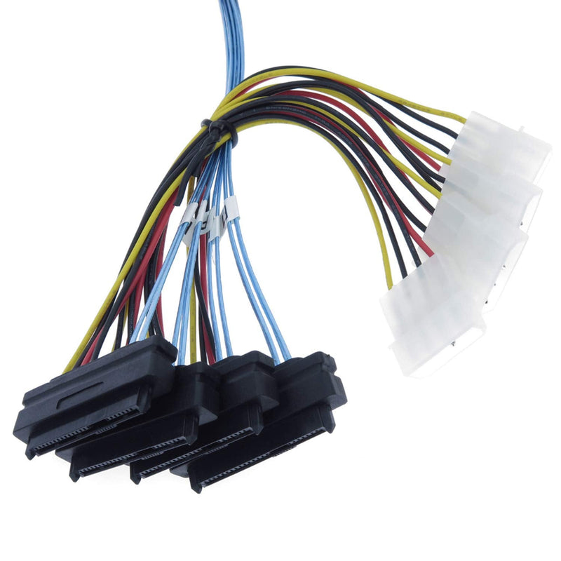Mini SAS to SAS Cable Internal Breakout Cable SFF-8087 to SFF-8482 with 4X Molex Power Connectors for Raid Controller to Hard Drive 3.3FT