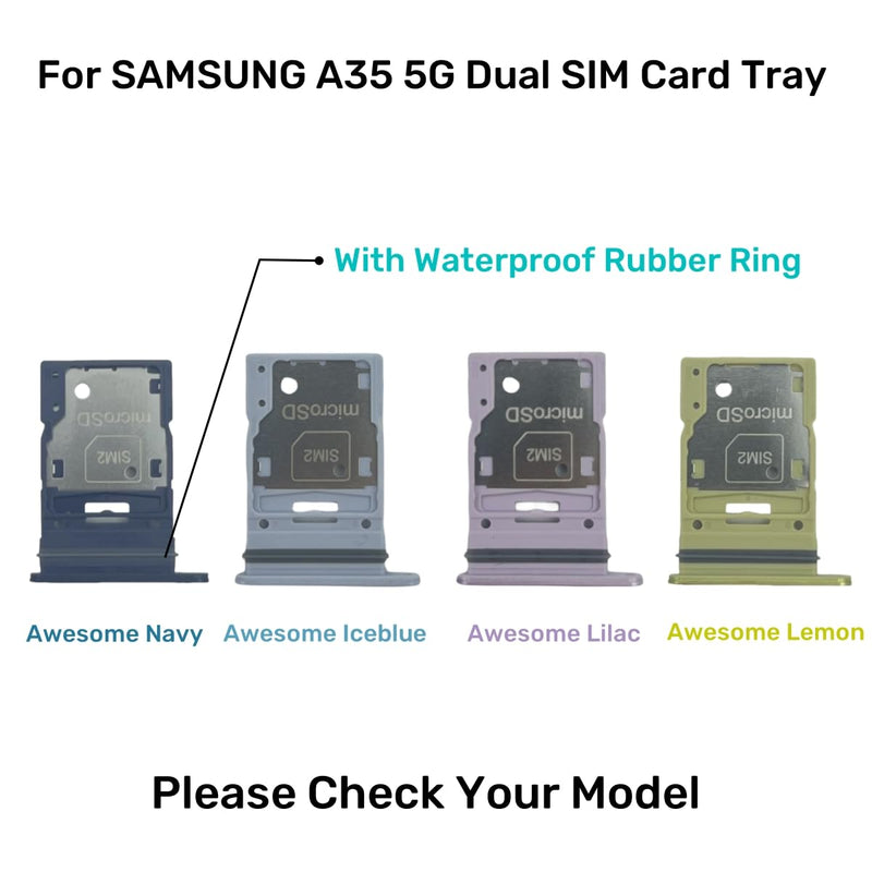Galaxy A35 5G Dual SIM Card Tray Slot Holder Replacement for Samsung Galaxy A35 5G SM-A356E/DS 6.6 inch with Sim Card Tray Open Eject Pin and SD Card Tray (Awesome Iceblue) Awesome Iceblue