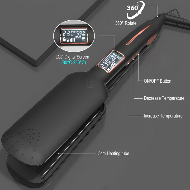 Wide Plate Hair Straighteners for Women,80°C-230°C Temperature Adjustable,LCD Digital Display,Using Advanced Ceramic Coating,Long-Lasting Constant Temperature