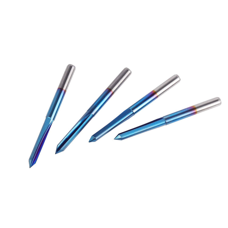 FoxAlien 10pcs V-Groove CNC Router Bits, 60 Degree 0.1mm Engraving Bits, 1/8” Shank Nano Blue Coating Sharp Bits for Wood MDF Plastics Plywood Acrylic