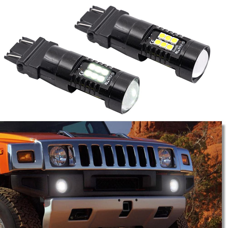 NJSBYL H2 LED Daytime Running Lamps for H-ummer H2 2003 2004 2005 2006 2007 2008 2009 DRL Position Bulbs 21 SMD Chipsets 1200 Lumens Xenon White LED Driving Running Lights