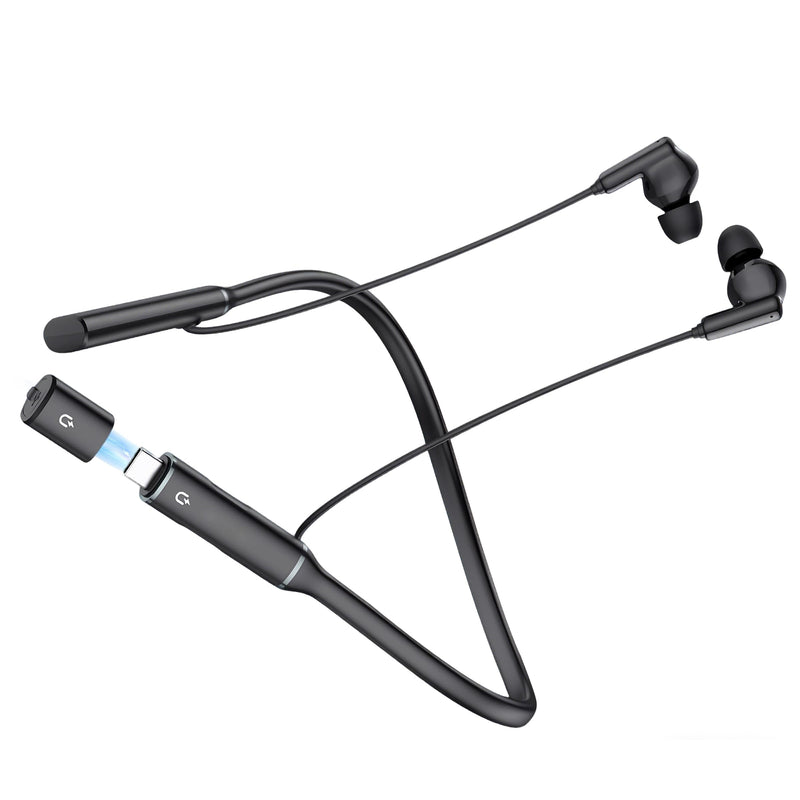 Hmusic A3 OTG Neckband Headphone, 3-EQ Mode/Dual USB-C Charging/12mm Driver | 35H Playtime, Bluetooth 5.4, Magnetic Earbuds, Connect with 2 Devices, Around Neck Wireless Earphone for Office/Travel/Sports GunGrey