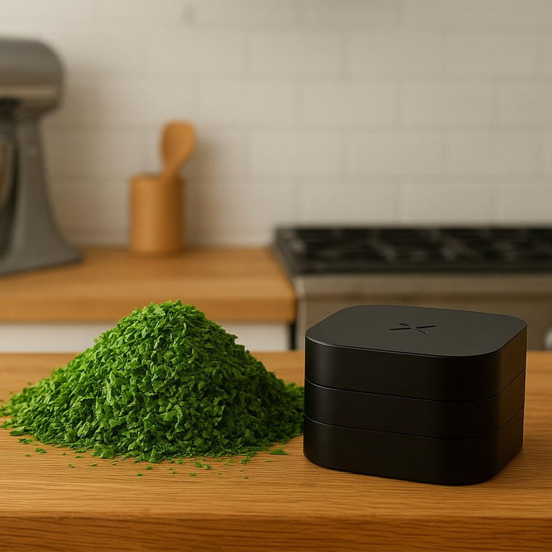 PAX Spice & Herb Mill – Ergonomic Spice & Herb Mill Made from Aluminum for an Even, Medium Shred – Square Shape for Better Grip