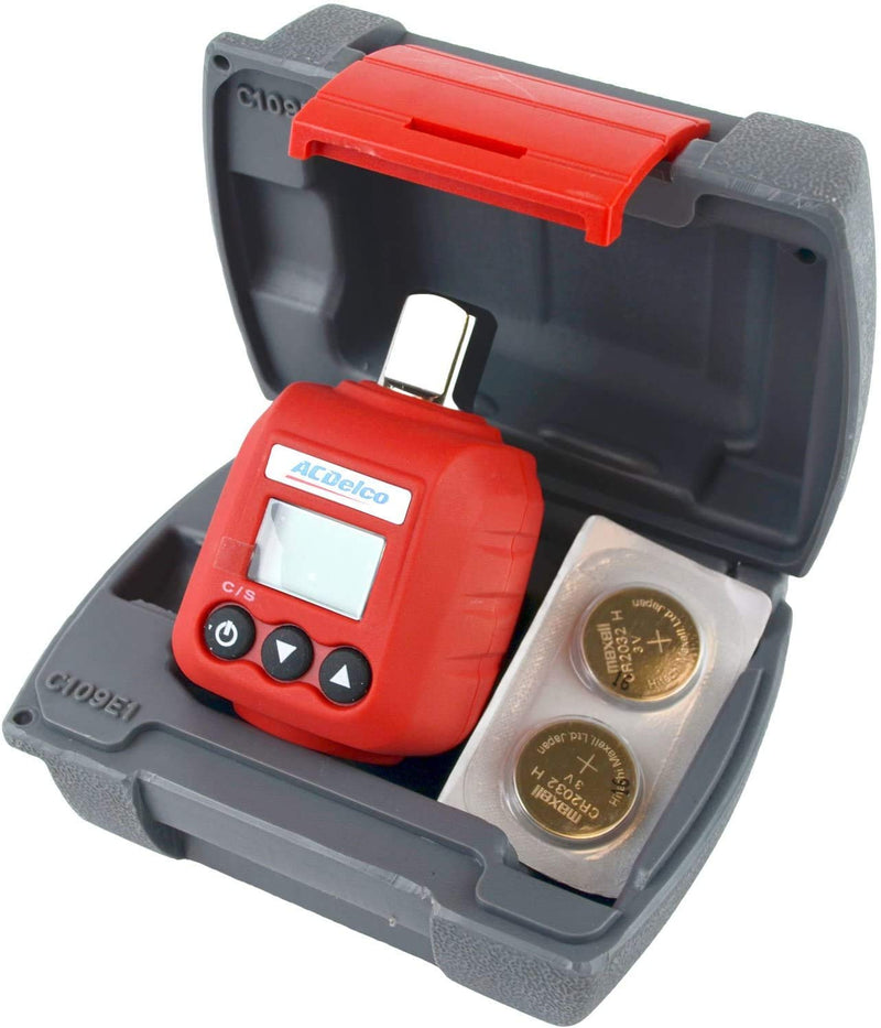 ACDelco 3/8” Digital Torque Adapter, 5.9-59 ft-lbs (8-80 Nm) Range, Audible Buzzer & LED Flash Notification, Includes ISO 6789 Calibration Certificate, ARM602-3