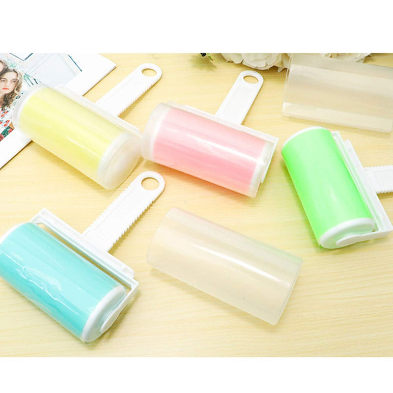 Washable Pet Hair Remover Lint,DBAILY 4pcs Reusable Lint Roller with Cover Lint Sticky Roller Brush Sucking Dust Hair Clothes Wool Dust Fluff Pet Hair （Red, Green, Blue, Yellow）