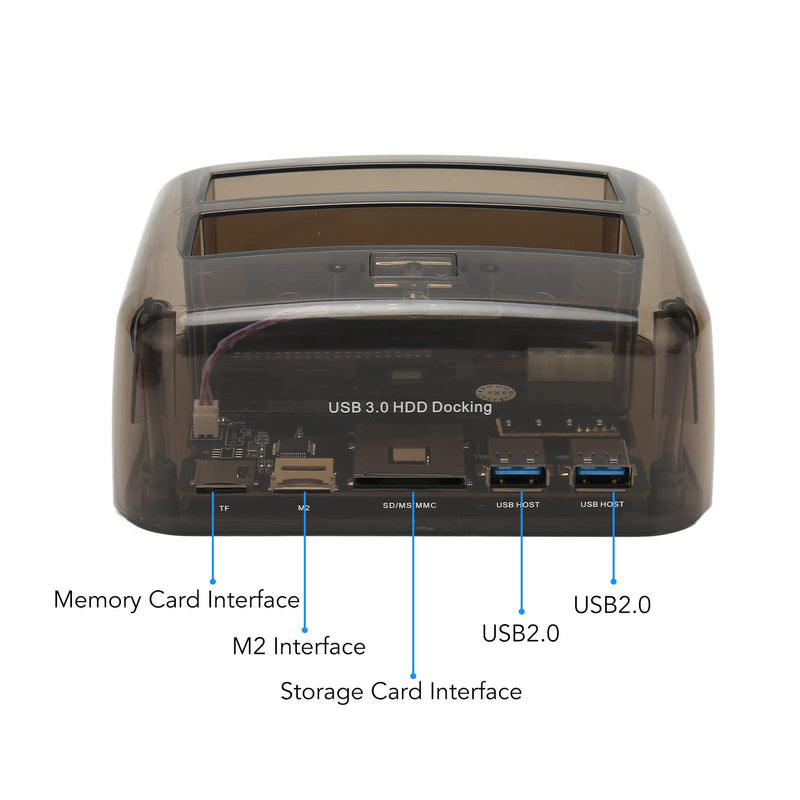USB 3.0 to SATA IDE Bay Docking Station for 2.5 or 3.5in HDD SSD, Support 20TB, Hot Swap, Offline Clone, Tool Installation (US Plug)
