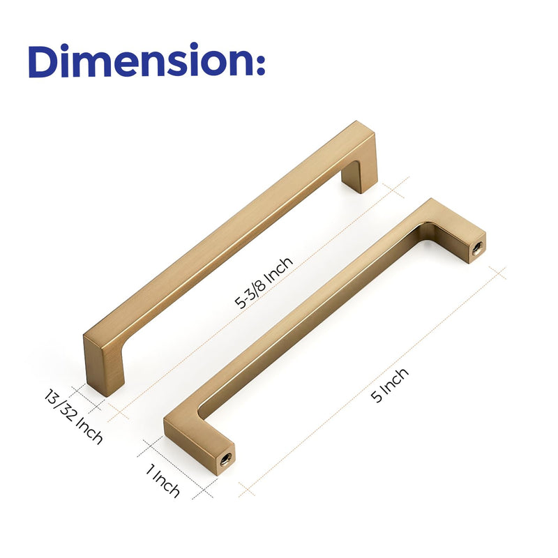 Ravinte 10 Pack Solid 5 Inch Square Cabinet Handles Champagne Bronze Cabinet Pulls Drawer Pulls Kitchen Cabinet Hardware Kitchen Handles 5 Inch Hole