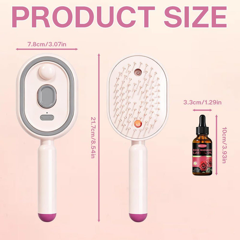  [AUSTRALIA] - Electric Spray Air Cushion Massage Comb, Rechargeable Detangling & Anti-Frizz Hair Brush, Hair Brush with Water Spray, Self-Cleaning Anti-Tangle, Steam Hair Straightener for Wet & Dry Hair(Pink)