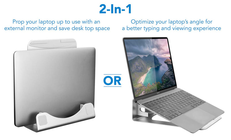 Mount-It! Vertical Laptop Stand - Aluminum 2 in 1 Riser for Desk | MacBook Air and Pro Holder
