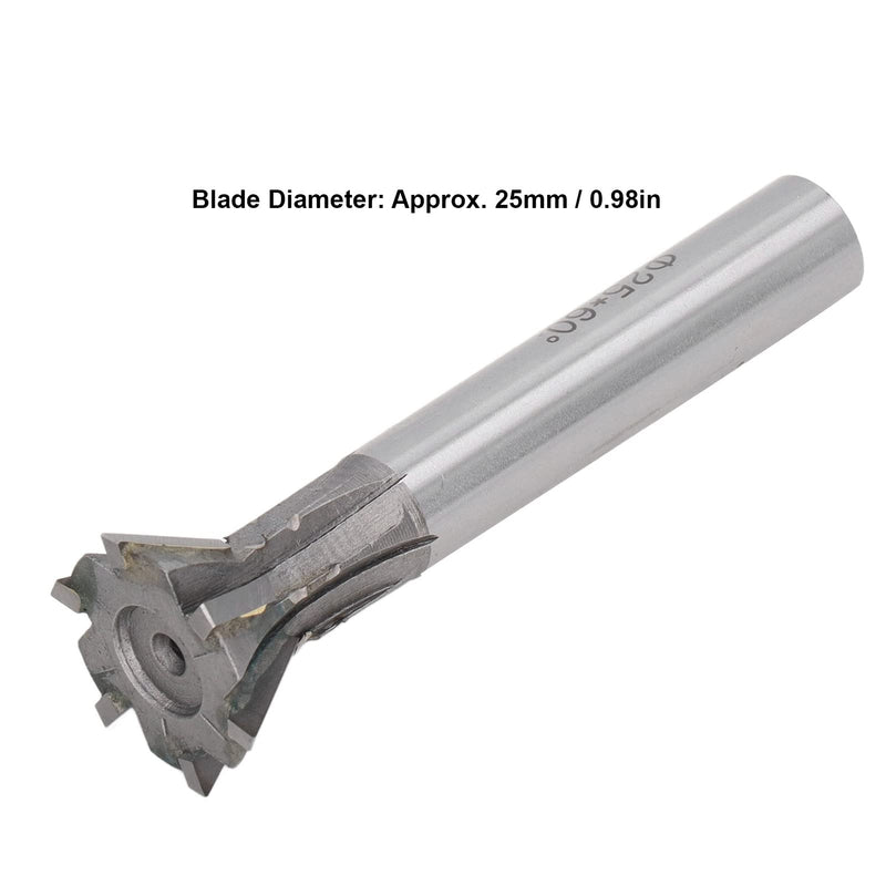 25mm Dovetail Milling Cutter, 6 Flute Carbide End Mill, 60 Degree Straight Shank for Ferrous and Nonferrous Metals