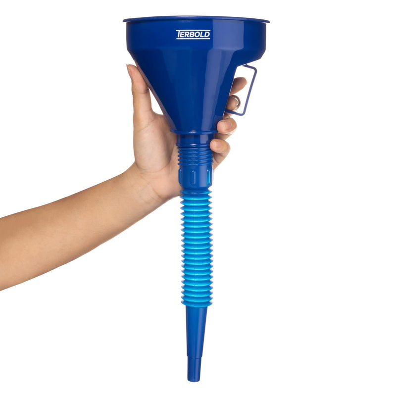 Automotive Flex Funnel with Hose | Wide Mouth Flexible Oil Funnel for Automotive Use - Gas, Transmission Fluid, Car Fuel, Oil Change (Blue) Blue