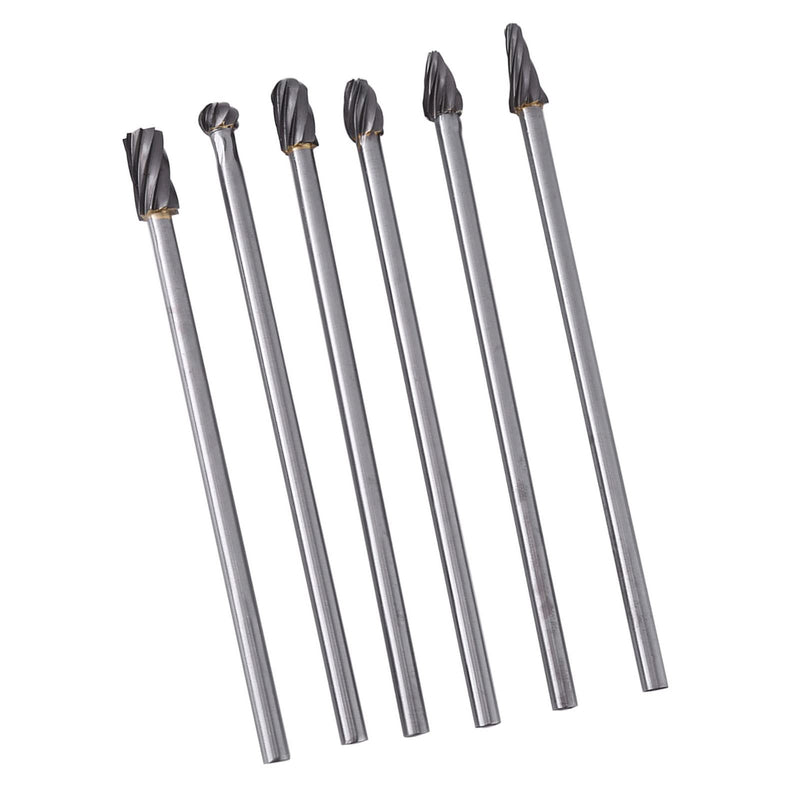 Rotary File, Rotary Bit Set, port and polish kit cylinder head porting tools 6pcs Tungsten Carbide Aluminum Rotary Files Burr Set 6mm Shank 10mm Cutting Diameter with High Abrasion