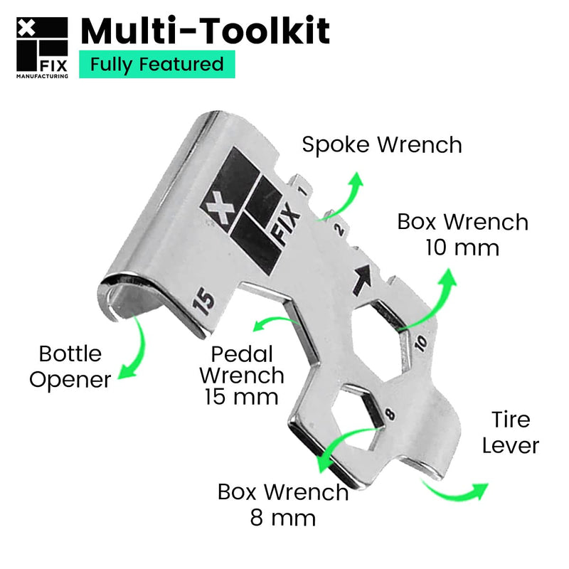  [AUSTRALIA] - Fix Manufacturing Wheelie Wrench™ Bike Tool Compact and Portable Multi Tool for Bicycle Repair and Maintenance Perfect to fix Most Road, Mountain, and BMX Bikes