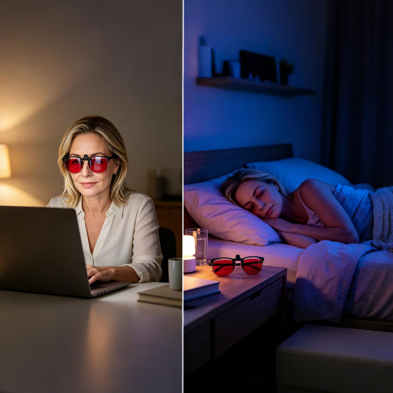 Eyekepper Clip on Blue Light Blocking Glasses, Red Lens for Sleep, 60*50MM | Flip up Clipon Attachment for Square Eyeglass, Anti UV Ray Clip ons, Screen Bluelight Filter Clips, Clip-on Tinted Snap on