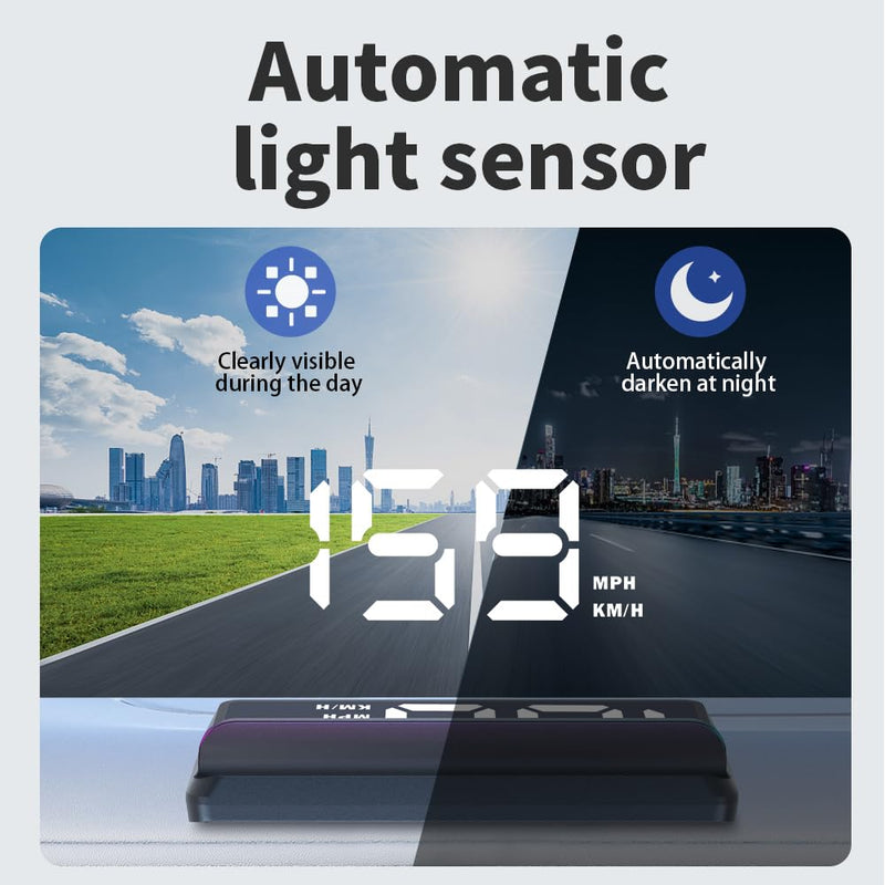 W2 White Heads Up Display for Cars, 3.5" Large Screen Auto Dimming HUD with Sunshade, USB Powered Digital GPS Speedometer, Plug and Play for All Vehicles