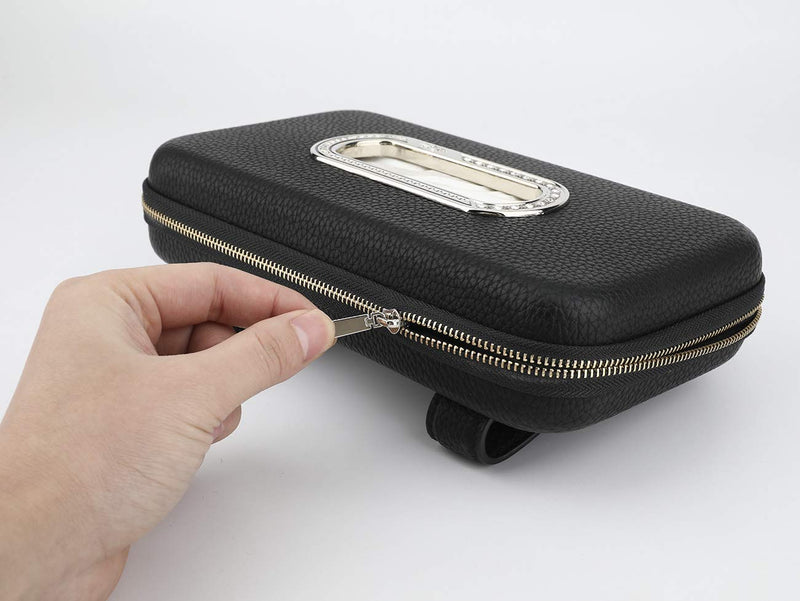 Car Tissue Holder, Sun Visor Napkin Holder, Car Visor Tissue Holder, Luxury PU Leather Backseat Tissue Case Holder (Black) Black