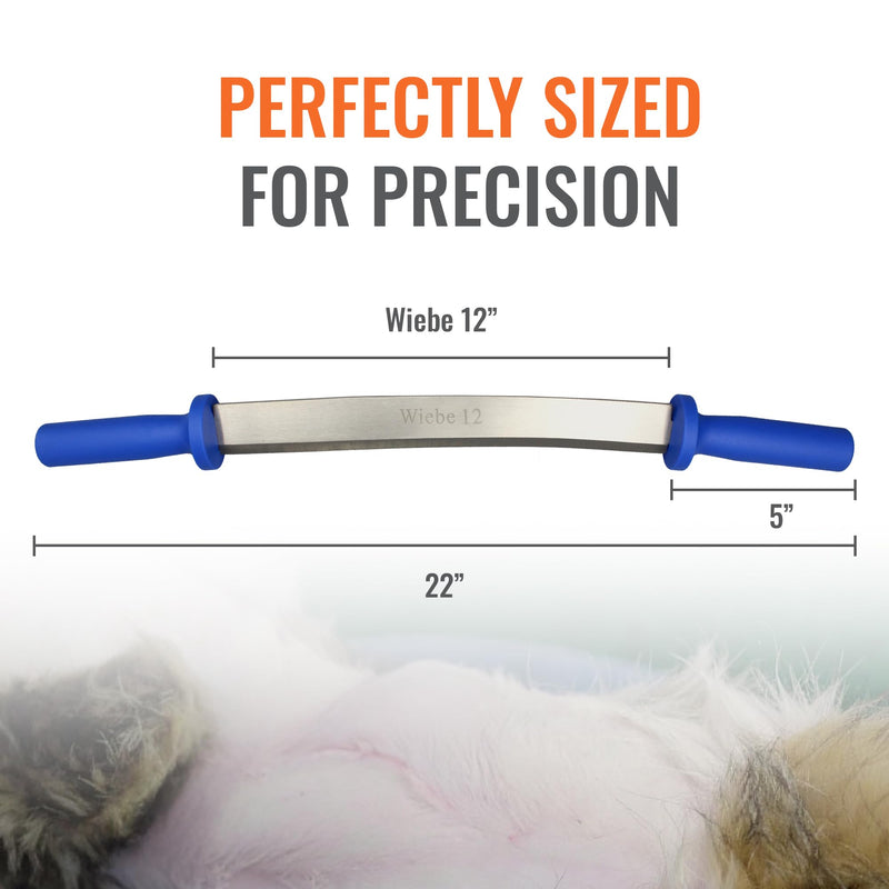 Wiebe 12" Dual Handle Fleshing and Skinning Knife – Professional Fur Handling Tool for Raccoon, Fox, Coyote Pelts – Stainless Steel