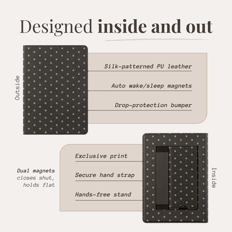 Stori Case for 6.8 Inch Kindle Paperwhite 11th Gen & Paperwhite Signature | Dual Strong Magnetic Folio Cover with Hand Strap, Built-In Stand, Auto Wake Sleep, Cute Designer PU Leather Case for Women Cocoa Dot