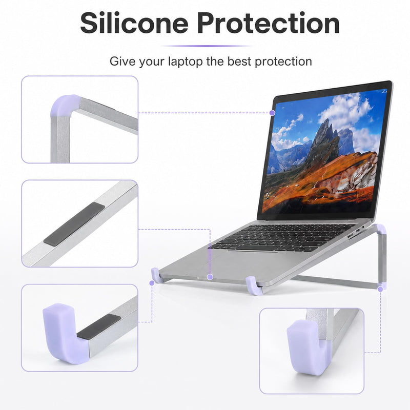 Portable Laptop Stand for Desk Foldable Aluminum Laptop Riser | Ergonomic Computer Stand, Compact Lightweight Notebook Holder, Notebook accessories for Business Travel, Library, Cafe, Home