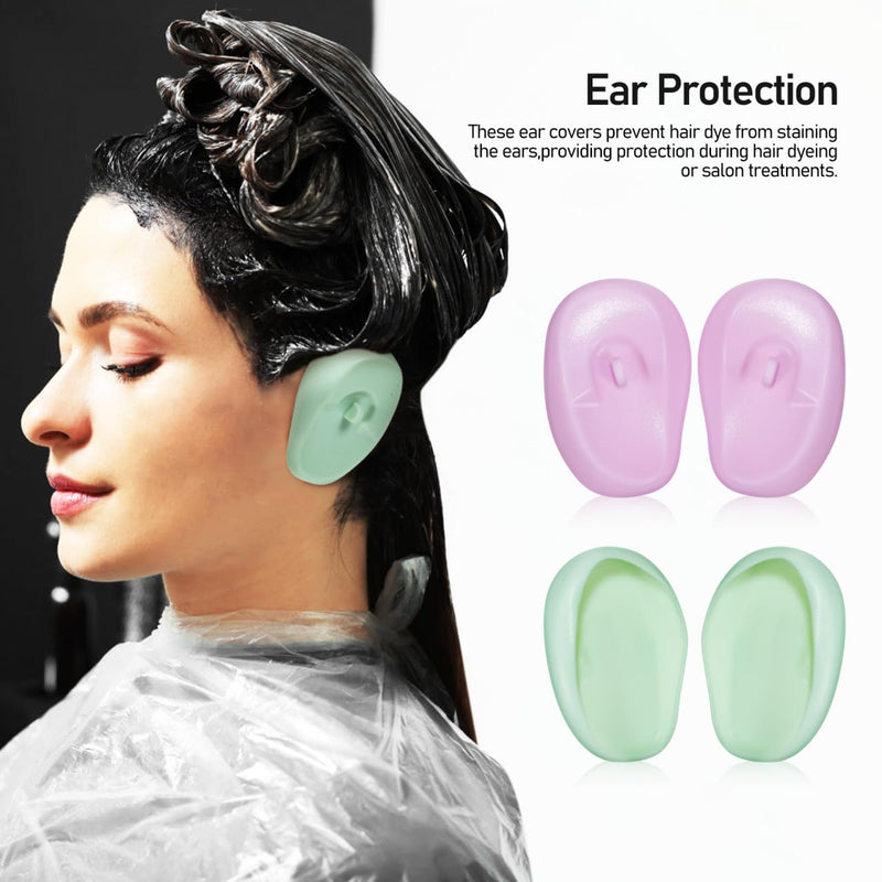 ULTECHNOVO Silicone Hair Coloring Ear Covers Ear Protectors for Hair Dryer Soft Non-Slip Hairdressing Earmuffs for Shower Swimming and Salon Use 4 Pairs