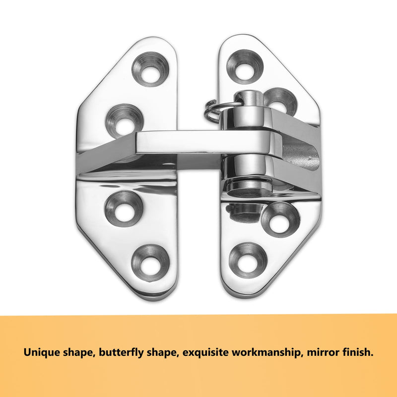 Heavy Duty Long Reach Hinge, Marine Boat Hatch Hinges 316 Stainless Steel, Sturdy Deck Cabinet Door Hinges with Screws (Pack of 2) 2.87 x 2.6"