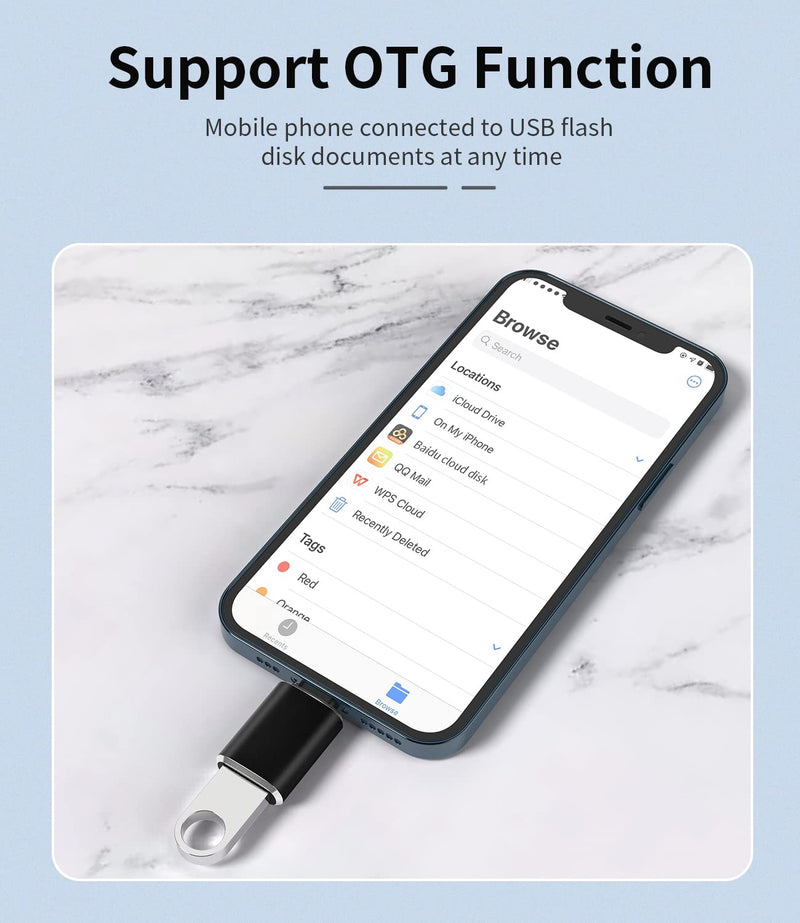 Lightning USB Adapter for Apple for iPhone 14 13 12 11 Pro Max 7 8 Plus X SE XS XR for iPad Air OTG USB Port USB Stick Photo Transfer SD Card Reader Mouse Accessories Portable Travel Daily