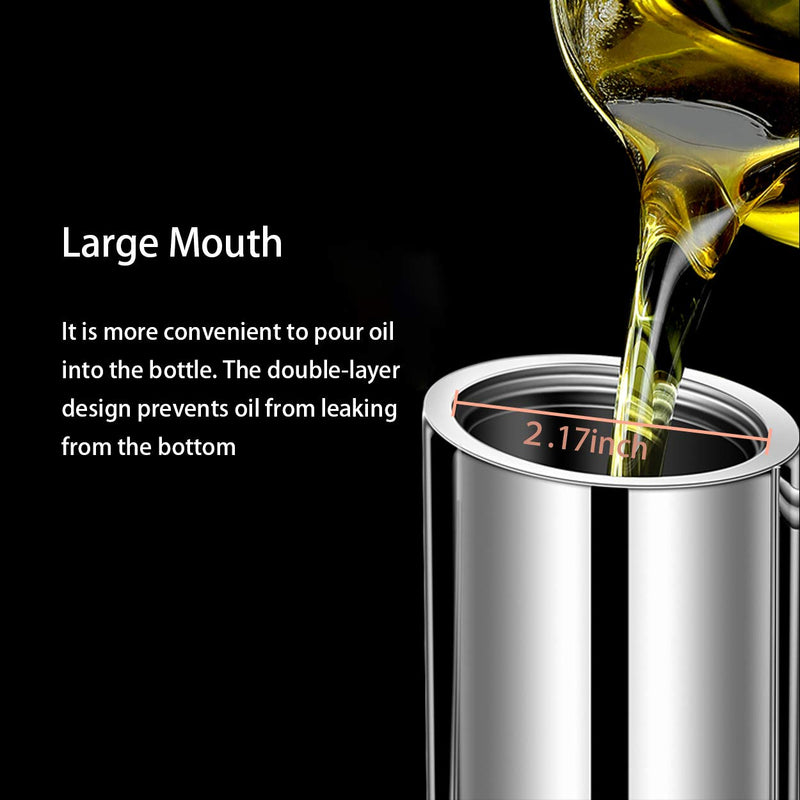 Sumerflos Olive Oil Dispenser Bottle Stainless Steel, 700ml/24oz Drip-Free Pouring Oil Pot, Large Oil Storage Container for Salad and Kitchen Cooking 24 Ounces