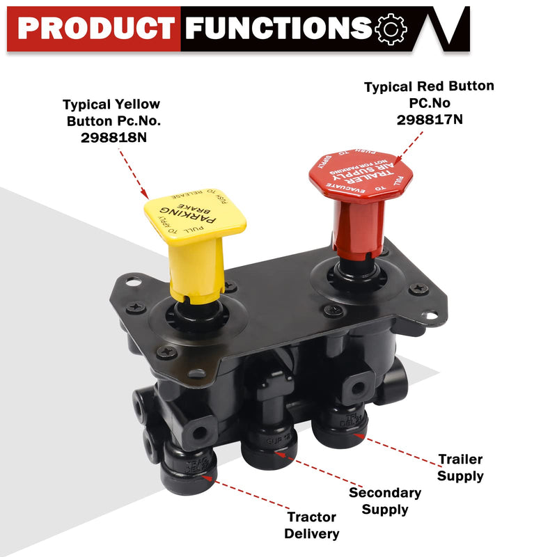 MV3 Trailer Parking Brake, MV-3 Dash Brake Control Module Replacement for Volvo Western Star Truck Peterbilt 377 Bendix 800516 065167 065697 3948331 394979