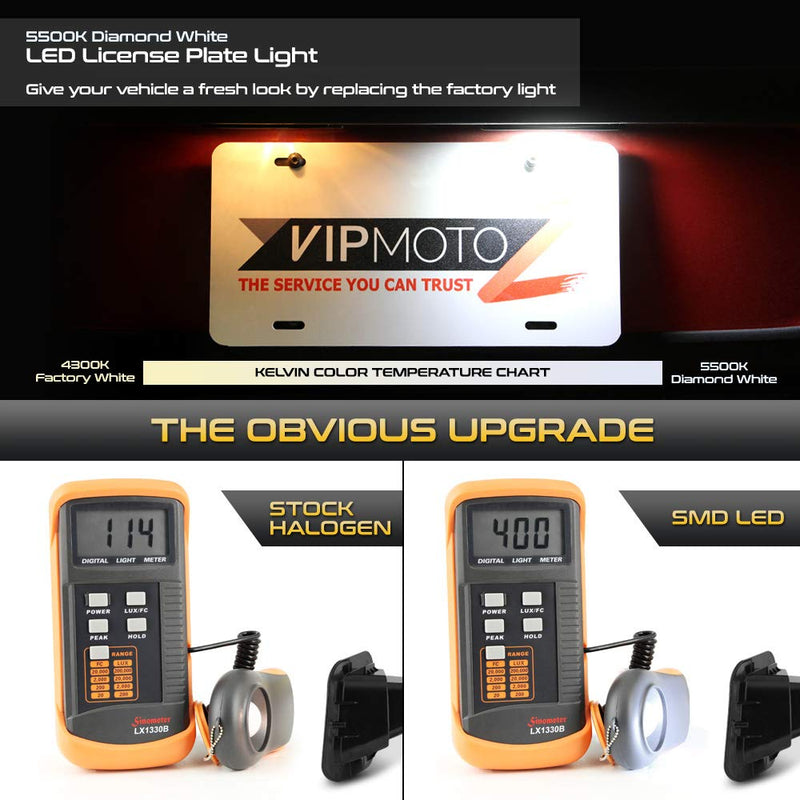 VIPMOTOZ Full LED Smoke Lens License Plate Light For 2003-2018 Compatible with Dodge RAM 1500 2500 3500 Pickup Truck, 6000K Diamond White, 2-Pieces Tag Lamp Assembly Replacement