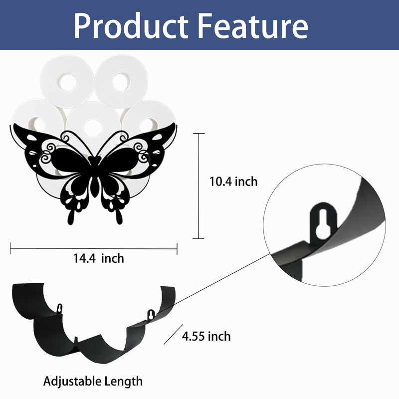 Lovely Butterfly Toilet Tissue Holder,Animal Paper Holders,Decorative Metal Papers Holder,Funny Toilet Animal Storage for Bathrooms,Bathroom Paper Organizer for Extra 8 Rolls Wall Mounted Art Decor W Lovely Butterfly