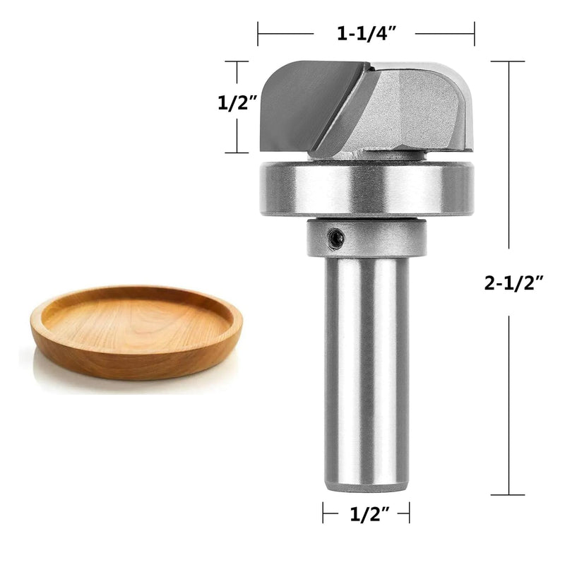 SpeTool Bowl and Tray Template Router Bit with Bearing 1/2 Inch Shank 1-1/4 Inch Cutting Diameter,Carbide CNC Router Bowl Bits Woodwroking Tool