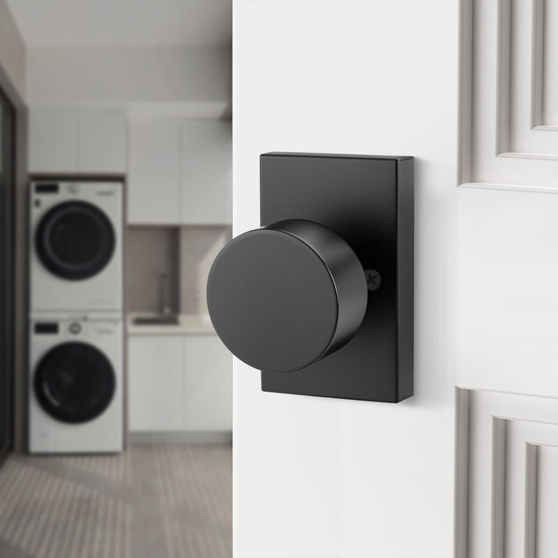 Dummy Door Knobs Black, Heavy Duty Zinc Alloy Closet Door Knobs Interior, No-Turning Single Side (4 Pieces/2 Pack) Dummy 2