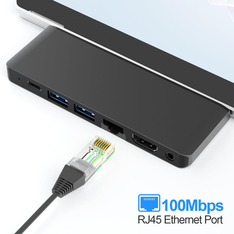 Surface Pro 9/Pro 11 Hub Docking Station with 4K HDMI, Thunerbolt 4(8K Video+40Gbps+100W Power), 100M Ethernet, USB3.0, SD TF Card Slot, 3.5mm Audio, Triple Display for Surface Pro 9/Pro X Accessories For Surface Pro 9/X/10/11 with Ethernet