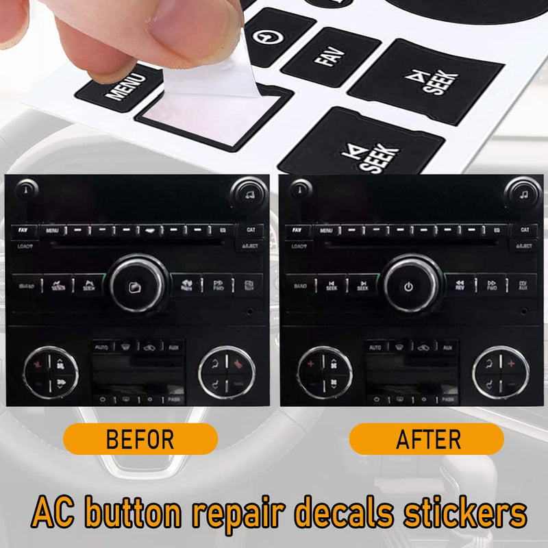 AC Dash Button Repair Kit, Replacement AC Dash Button Sticker Repair Kit, AC Dash Button Sticker Repair Kit Best for Fixing Ruined Faded A/C Control Buttons, Car SUV Truck Accessories (21 Key) 21 Key