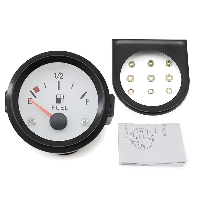 2" Fuel Level Gauge,12V Fuel Tank Meter E-1/2-F Pointer Meter 240-33ohm for Car RV Yacht Boat Motorcycle (White)