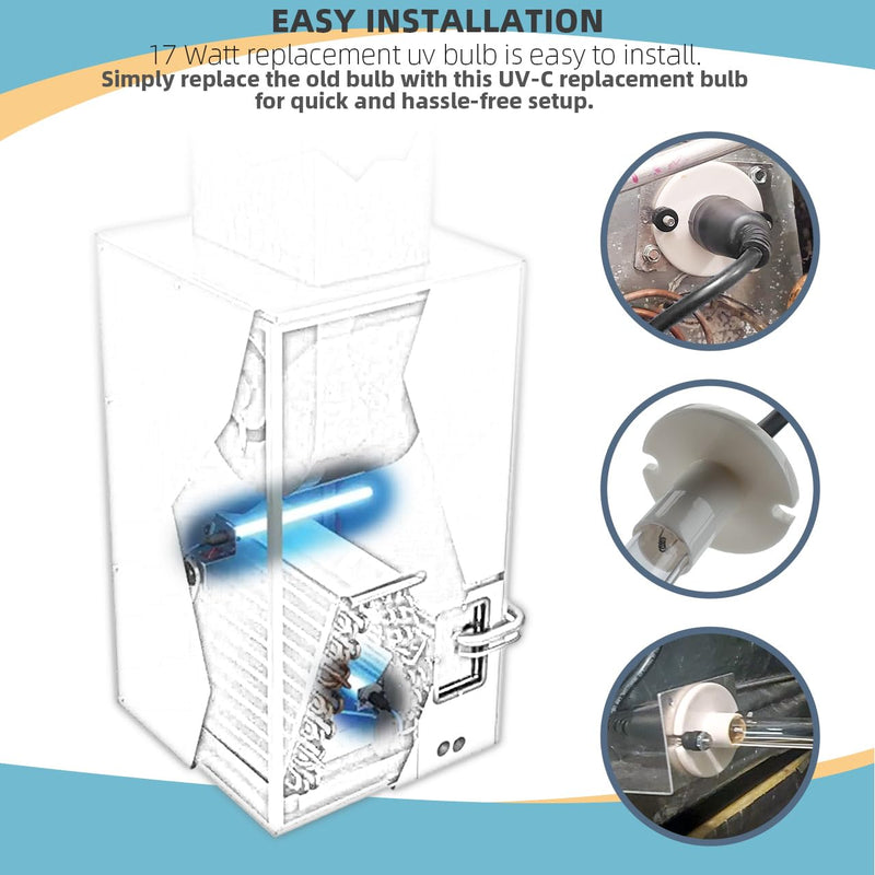 HVAC UV Light Bulb Replacement for GTUV GT-UVL TPUVL, UV-C Light Bulb with Square Plug Connector Compatible with TradePro, Gemtech Lamps