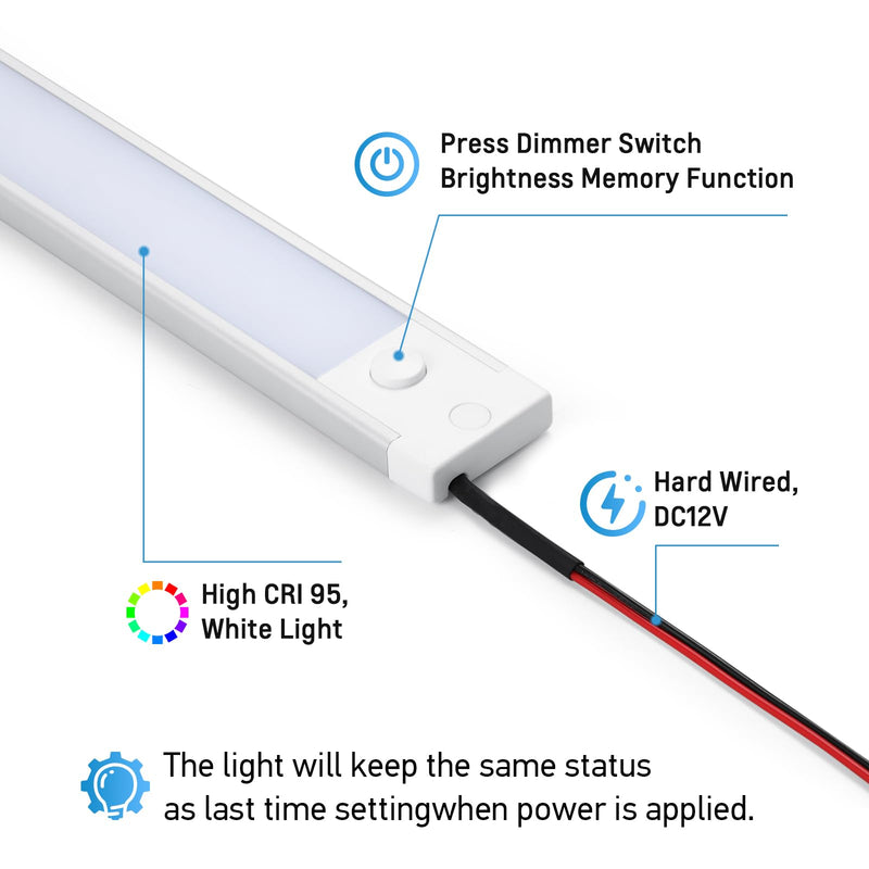 acegoo RV Interior LED Light Bar 12V LED Light Strip for Motorhome Camper Trailer Kitchen Countertop Under Cabinet Lighting, Integral Dimmer Switch & Red Night Light (Warm White, 16.5 inch) Warm White 16.5 Inches