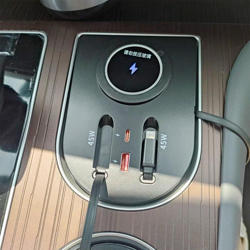 USB Hub Car Wireless Charger Mount for 2021 2022 2023 2024 2025 Toyota Sienna accessories, Mobile phone charger，45W Fast Charging Center Console Dash (Model B)
