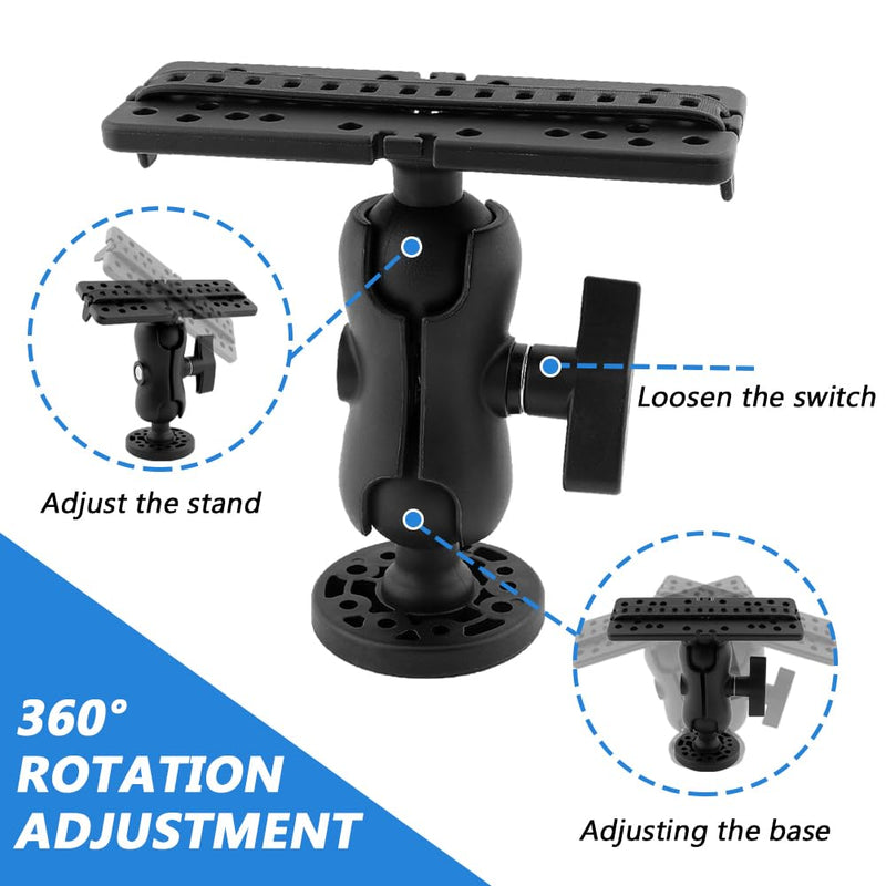 Fish Finder Mount Base, Universal 360 Rotation, Black