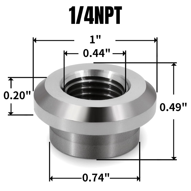 Aluminum 1/4" NPT Female Weld on Bung Weldable Fitting 4PCS 1/4NPT