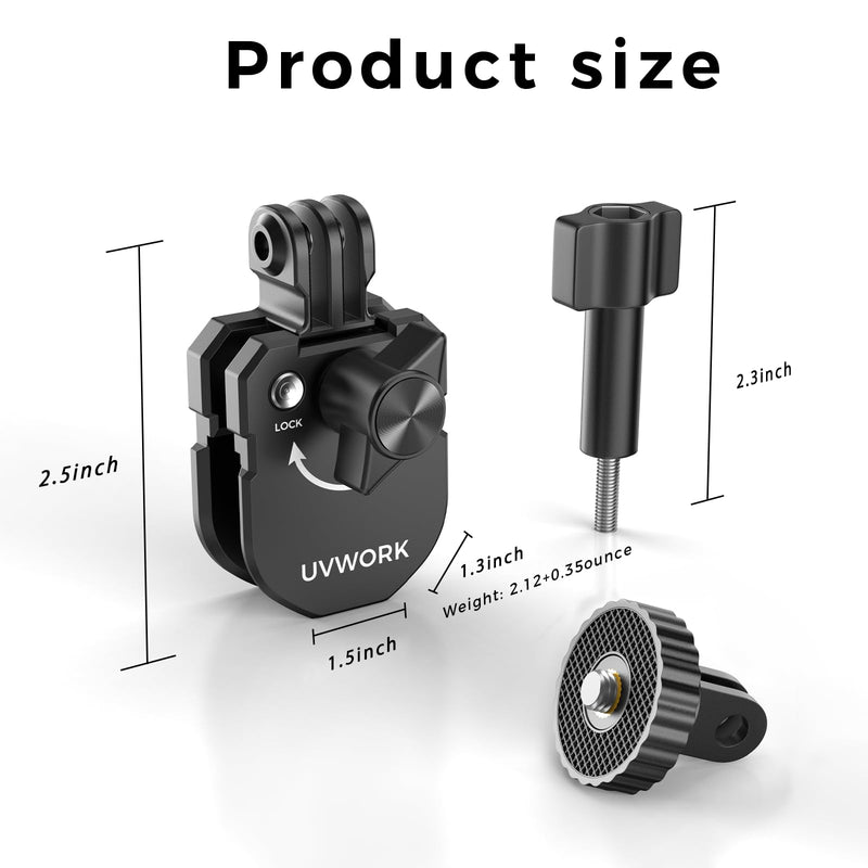 Motorcycle Windshield Camera Mount, Aluminum Alloy Clamp Holder Compatible with Gopro Hero13 12 11 10 9 8DJI Osmo Action 5 4 Insta360 X5 X4 X3,with 1/4" Thread Quick-Release Design 3.5*2*2.5