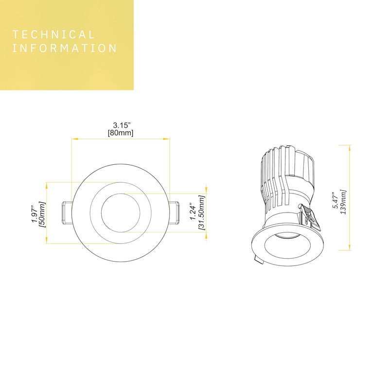 2 inch Round Bronze HO Downlight Luminaire, LED Recessed Light Fixtures Ceiling Lights, Dimmable 14-20W=125-175W,1200-1700 Lumens, CRI 90+, 5CCT Selectable 2700K|3000K|3500K|4100K|5000K Trim Round Bronze 2 inch HO