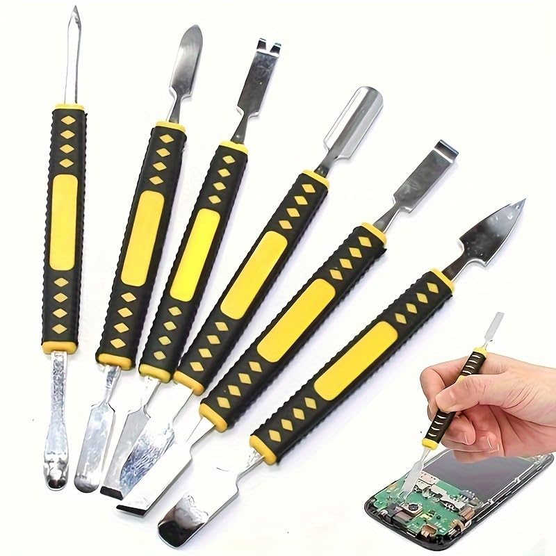 6Pcs Electronics Repair Tool Kit, Metal Spudger Pry Tool for Phone Laptop Tablet, Double-Sided Opening Tool Set for Devices, 6pcs
