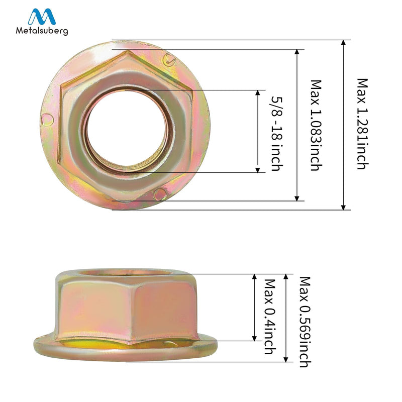 Spindle Blade Nuts of Hex Flanged, 5/8"-18 Thread.Replaces 712-0417, 753-05549, 912-0417A for Cub Cadet,Zero Turn Mower RZT50, MTD, White, Toro, Troy Bilt Garden Tractors (3pcs Pack) 3PACK Yellow