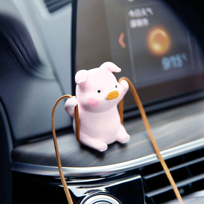 YGMONER Super Cute Swinging Pig Car Mirror Hanging Ornament Car Interior Accessories (Pig) Orange, Pink