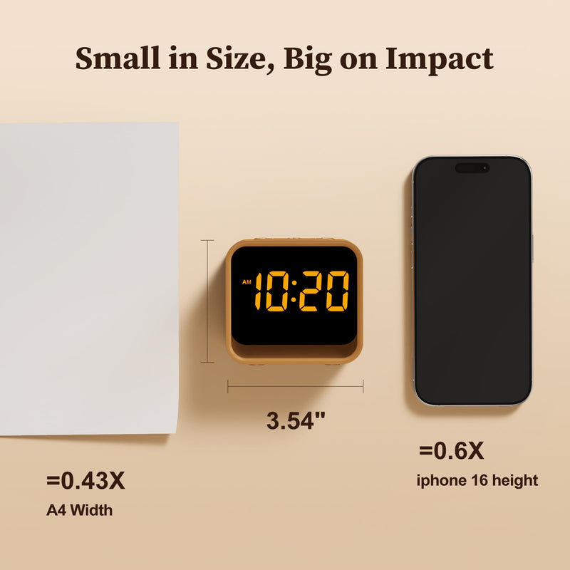 Housbay Wooden Sound Machine Alarm Clock for Bedrooms - Gentle Wake-Up with Birdsong, White Noise for Sleeping, Small Digital Clock for Phone-Free Routine Oak