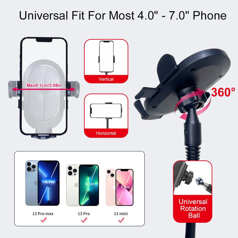 JINKEY Dual Cup Holder Phone Mount for Car，2-in-1 Adjustable Gooseneck Cradle with 360° Rotation Heavy Duty Universal Automobile Stand for Most 4"-6.7" i-Phone Mobile-Phone Holder | 2-in-1 Adjustable Gooseneck Cradle, 360° Rotation, Heavy Duty Universa...