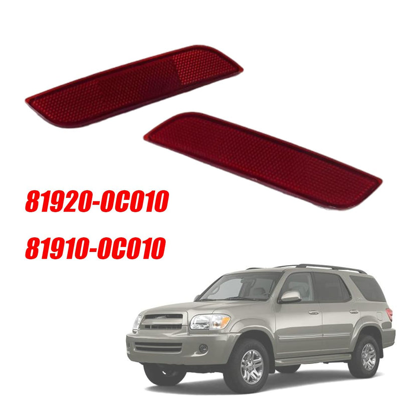 1Pair Car Rear Bumper Marker Lamps Bumper Reflectors for Toyota Sequoia 2001-2004