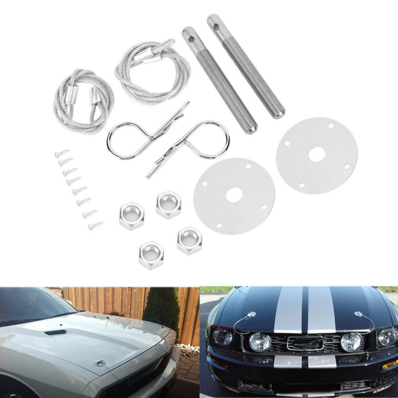 Stainless Steel Hood Pins - Racing Car Bonnet Lock Kit, Universal Key-Locking Latches, Heavy-Duty Truck/Modified Vehicle Hardware