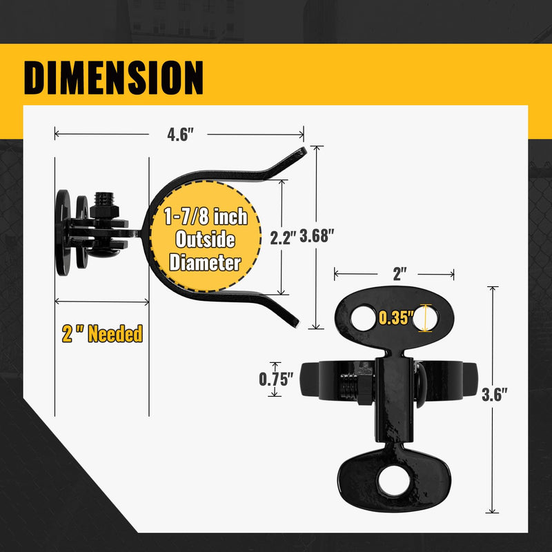 VIVIDA 1-7/8" Black Wall Mount Latch, Chain Link Flat Back Gate Latch for 1-7/8" Gate Frame, Mounts to Wooden Fence Post or Wall, Black Chain Link Fence Parts, 2 PCS 1-7/8" (2 PCS)